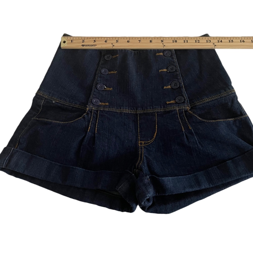 NWT  Be hold Women’s High waisted denim short  Color:dark blue Size:7 - Picture 4 of 5